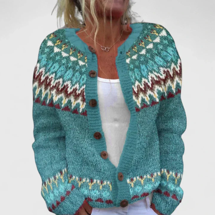 Natalie | Elegant Patterned Button Cardigan