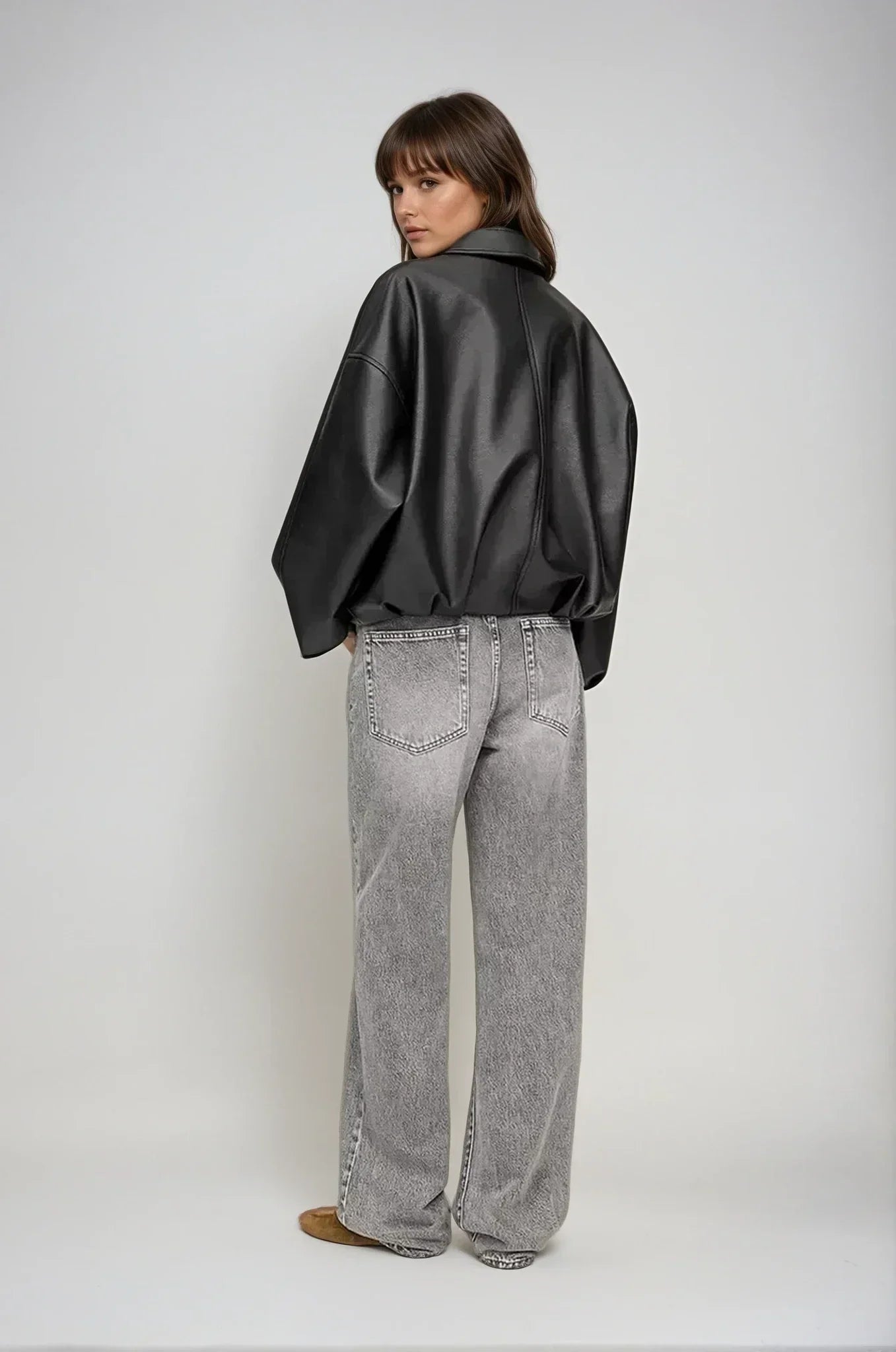Vanessa | Oversized Leather Jacket with Belt