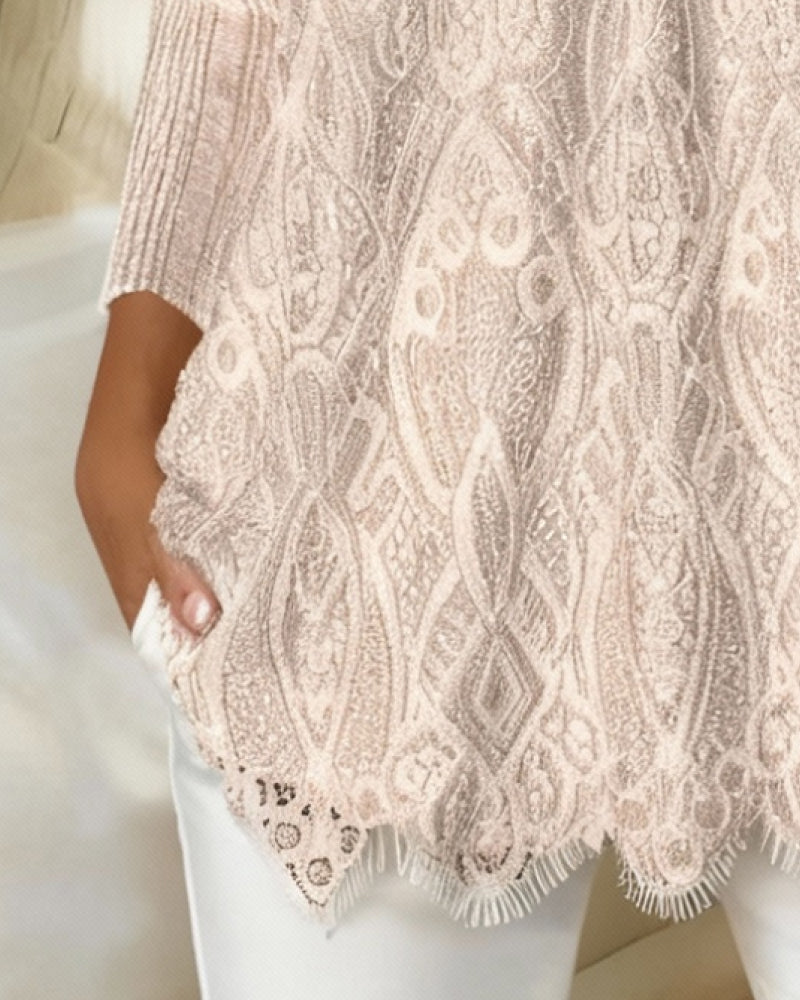 Clara | Refined Square-Neck Lace Blouse