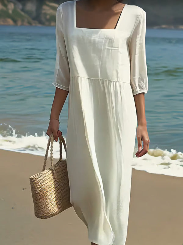 Marina | Effortless Square-Neck Midi Dress