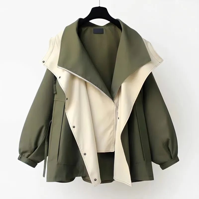 Mira | Oversized Double-Collar Drawstring Jacket