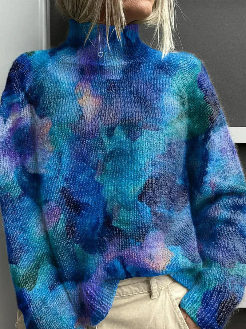 Harlow | Artistic Pattern High-Neck Sweater
