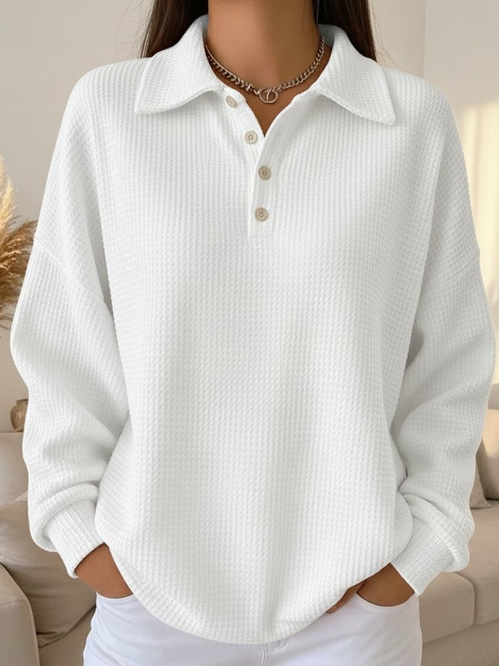 Michelle | Elegant Soft-Collar Polo Sweater