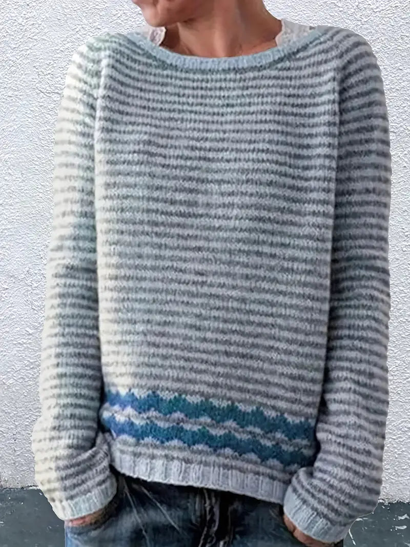 Hazel | Soft Stripe Accent Knit Sweater