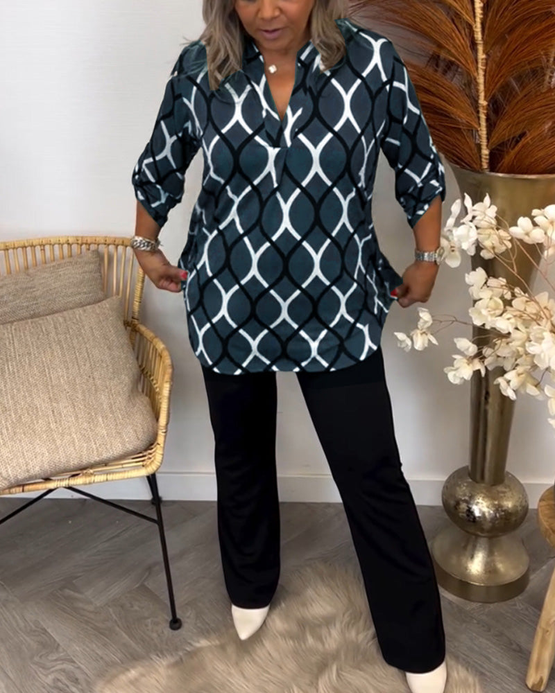 Janny | Casual Blouse with Long Sleeves and Elegant Pattern