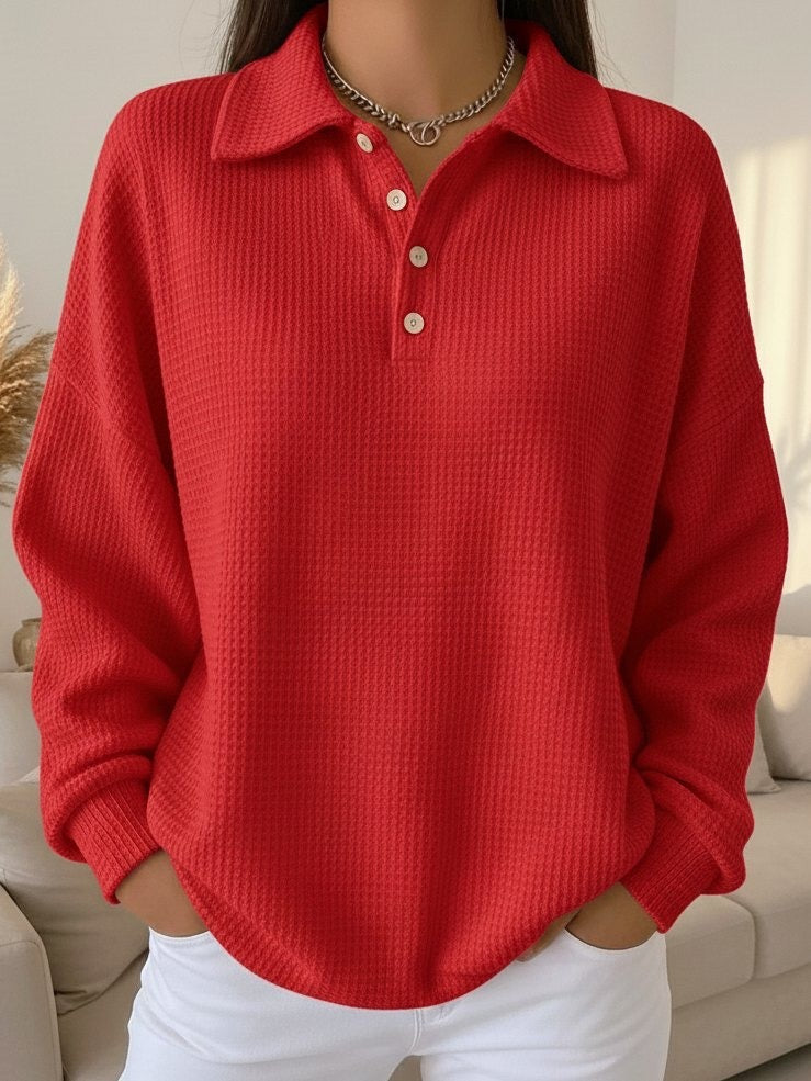 Michelle | Elegant Soft-Collar Polo Sweater