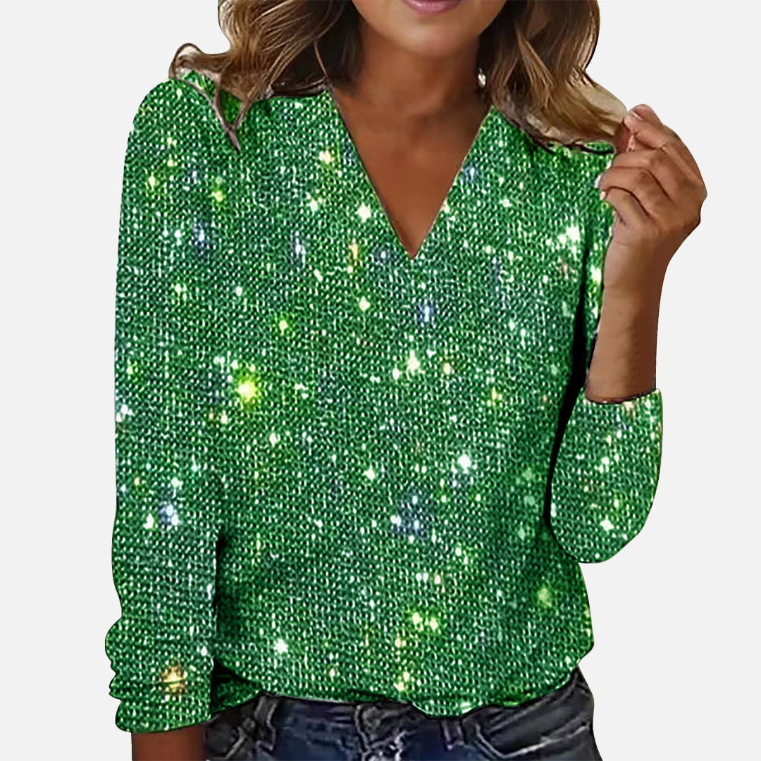 Elise | Elegant V-Neck Sparkle Blouse