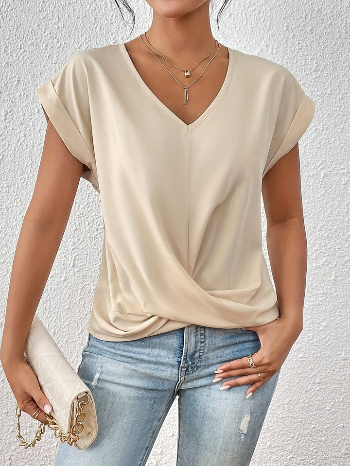 Kathrina | Elegant Twist-Front V-Neck Top