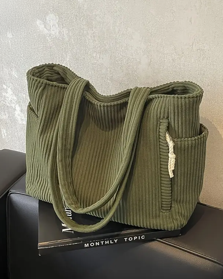 Elara | Cozy Ribbed Drawstring Tote Bag