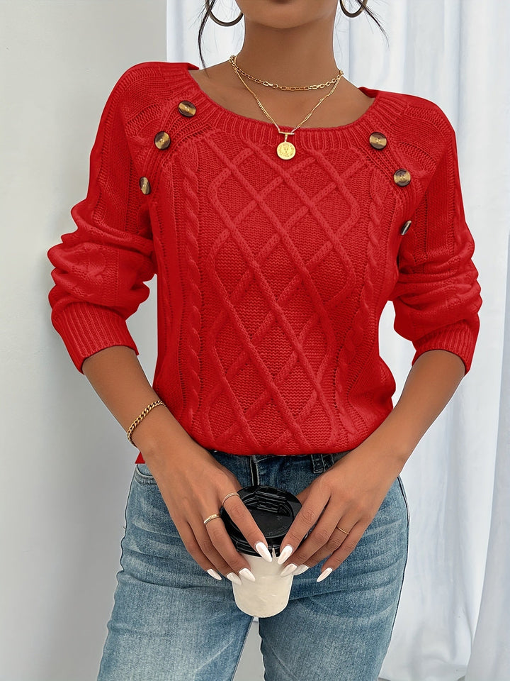 Olivia | Elegant Button Detail Knit Sweater