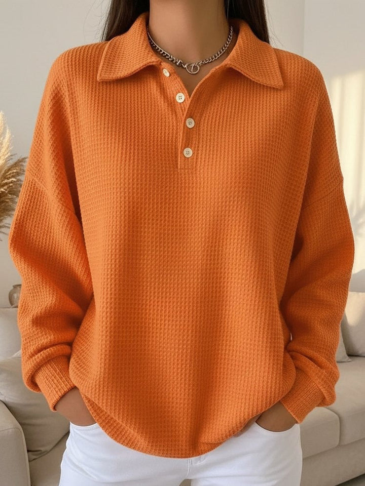 Michelle | Elegant Soft-Collar Polo Sweater