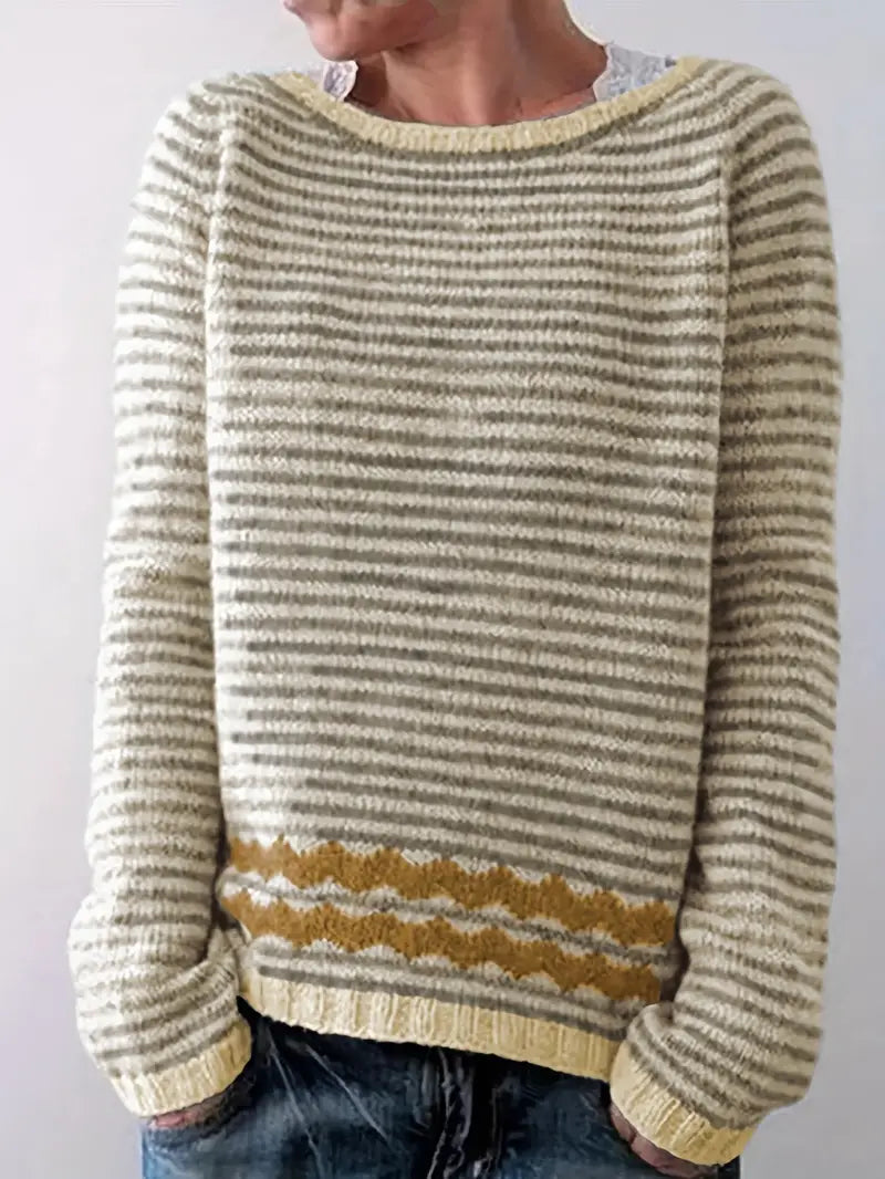 Hazel | Soft Stripe Accent Knit Sweater