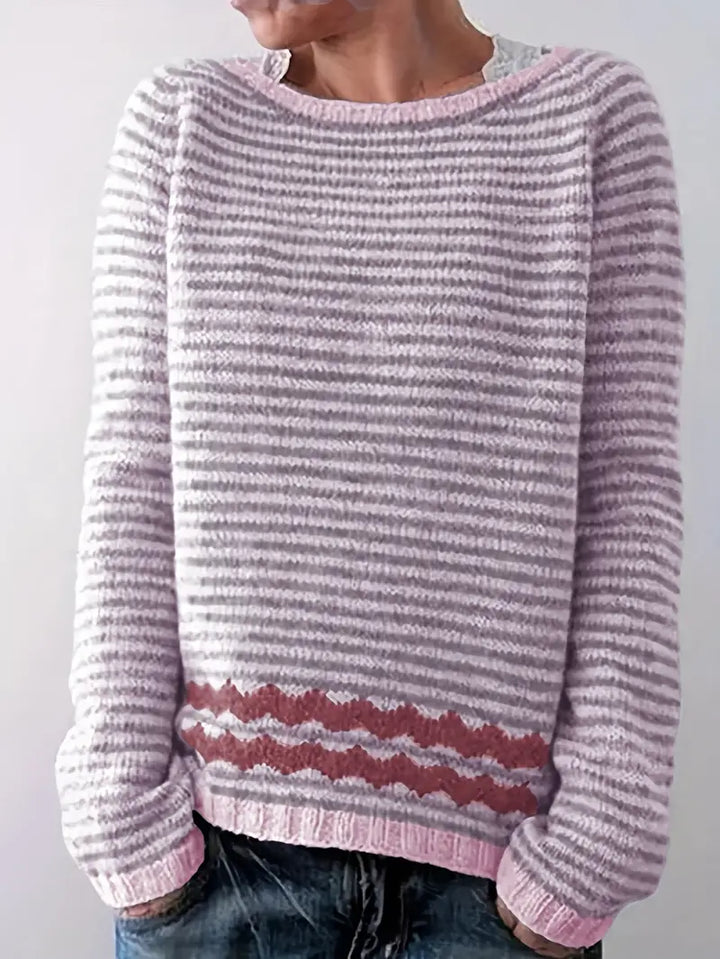 Hazel | Soft Stripe Accent Knit Sweater