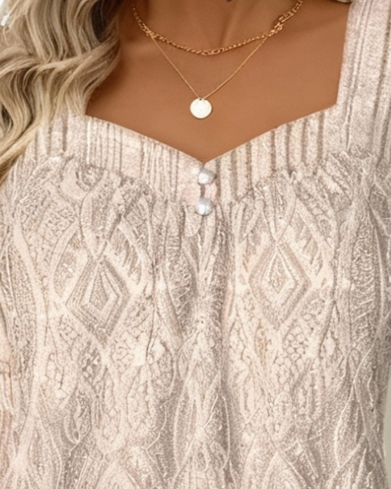 Clara | Refined Square-Neck Lace Blouse