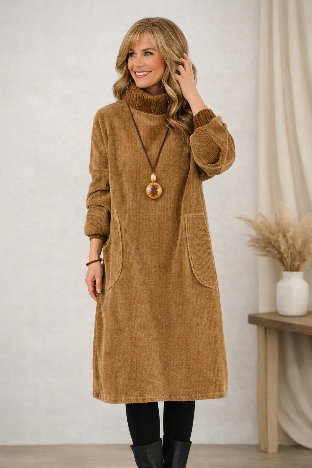 Jennie | Soft Turtleneck Midi Dress