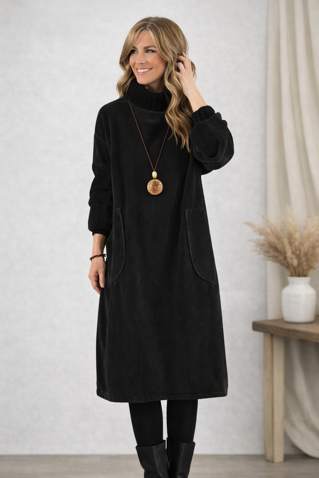 Jennie | Soft Turtleneck Midi Dress