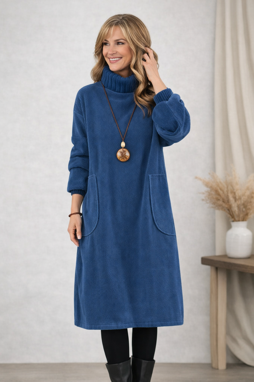 Jennie | Soft Turtleneck Midi Dress