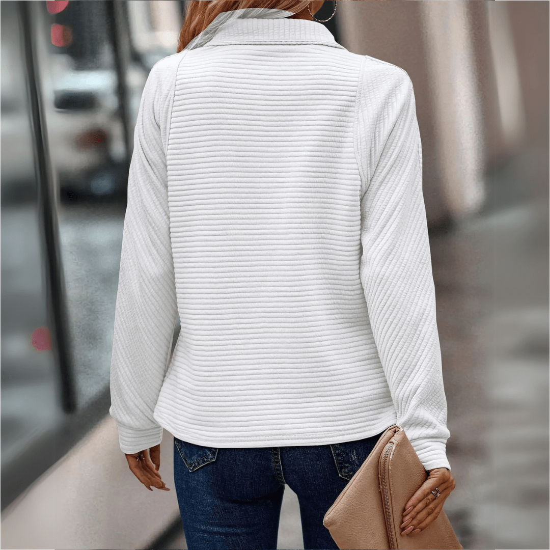 Elara | Elegant Zip-Collar Pullover Top
