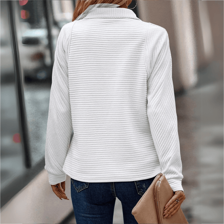 Elara | Elegant Zip-Collar Pullover Top