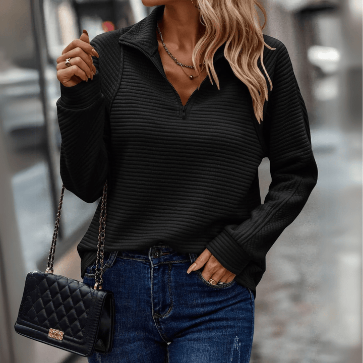 Elara | Elegant Zip-Collar Pullover Top