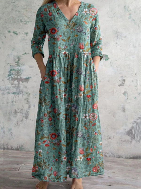 Celestine | Elegant Vintage Floral Maxi Dress