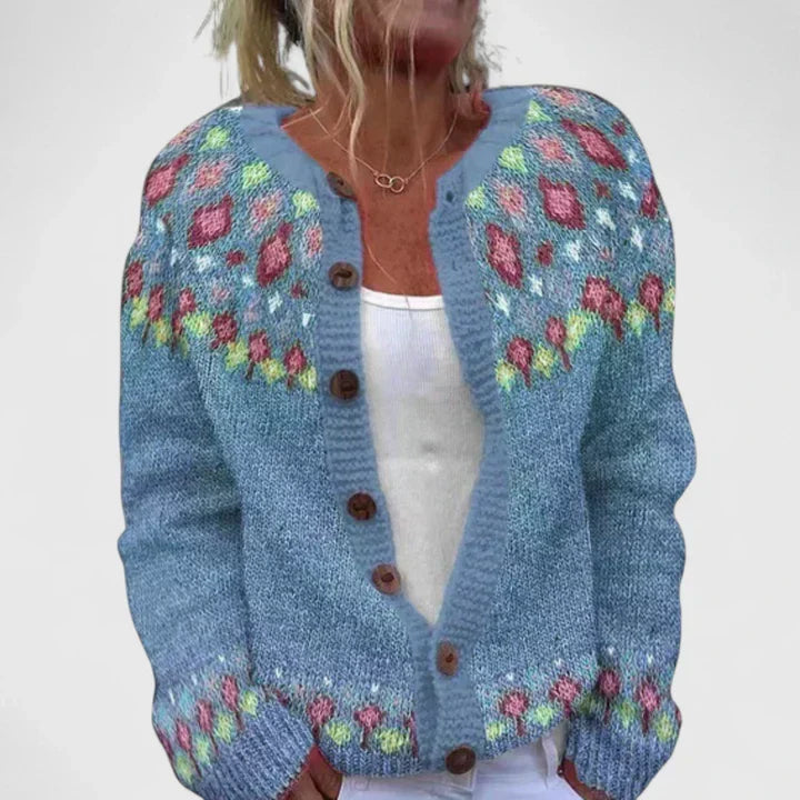 Natalie | Elegant Patterned Button Cardigan
