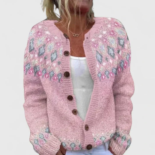 Natalie | Elegant Patterned Button Cardigan