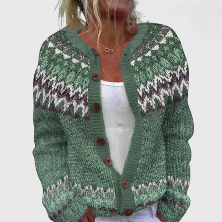 Natalie | Elegant Patterned Button Cardigan