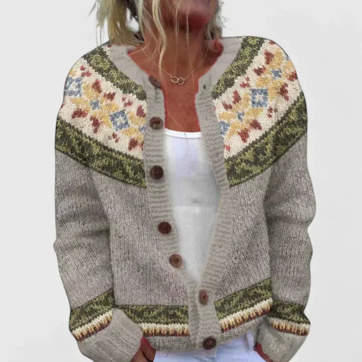 Natalie | Elegant Patterned Button Cardigan