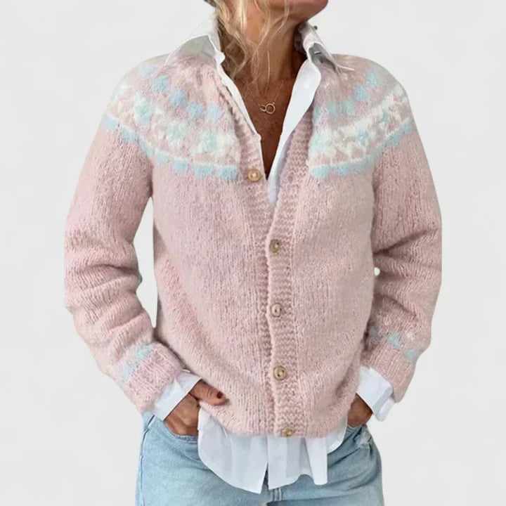 Natalie | Elegant Patterned Button Cardigan