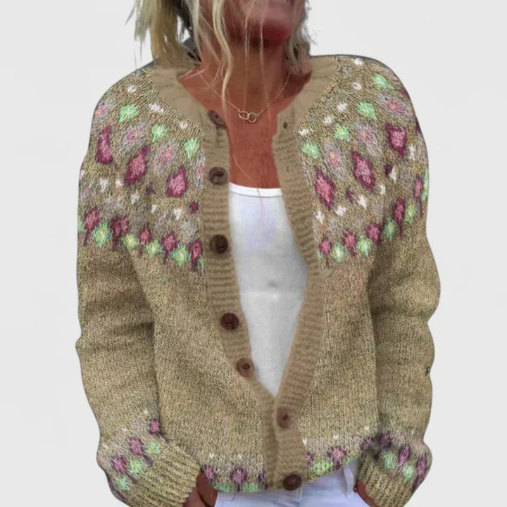 Natalie | Elegant Patterned Button Cardigan