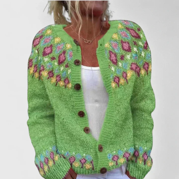 Natalie | Elegant Patterned Button Cardigan