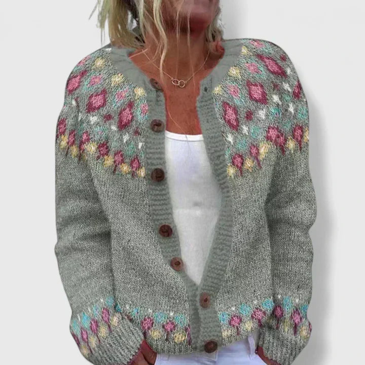 Natalie | Elegant Patterned Button Cardigan