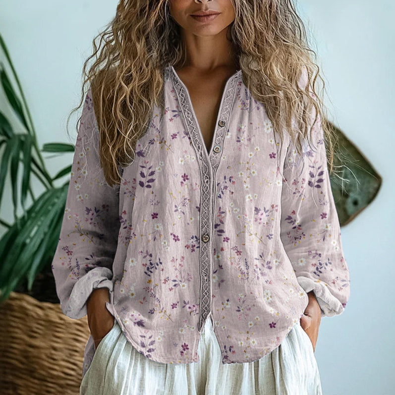 Amber | Elegant Vintage Leaf Blouse