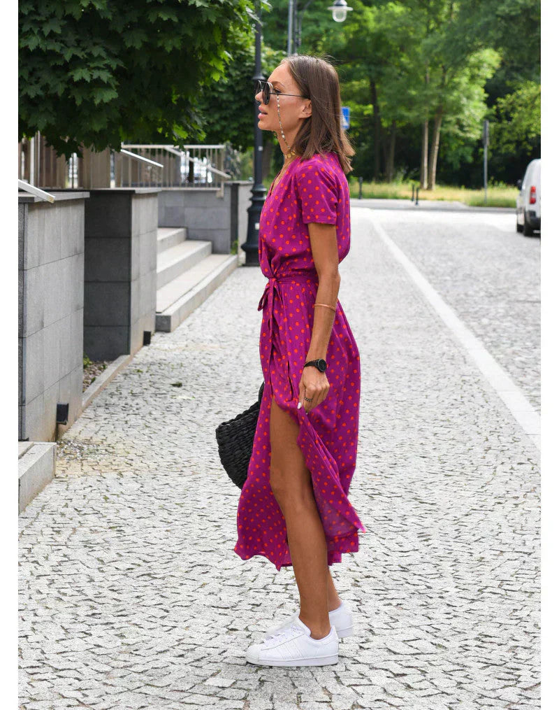 Eva | Elegant V-Neck Flowing Midi Dress