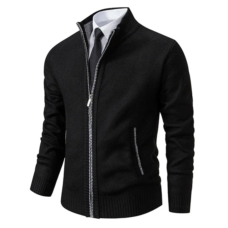 Darren | Zip-Front Textured Knit Jacket
