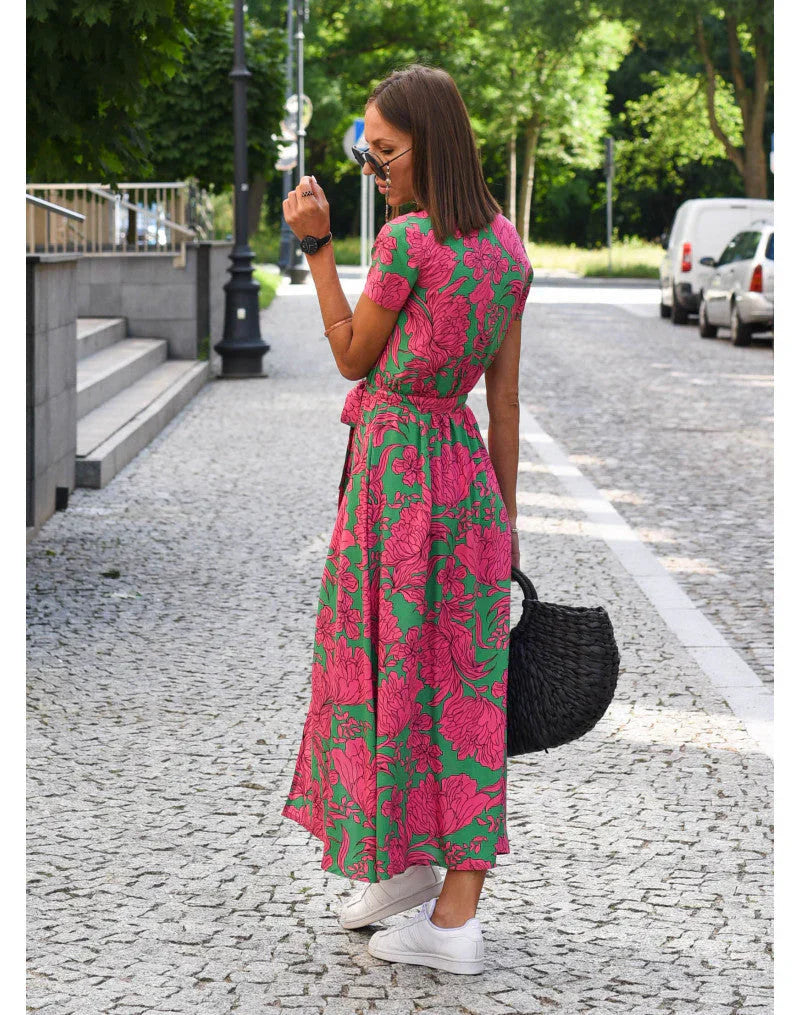 Eva | Elegant V-Neck Flowing Midi Dress