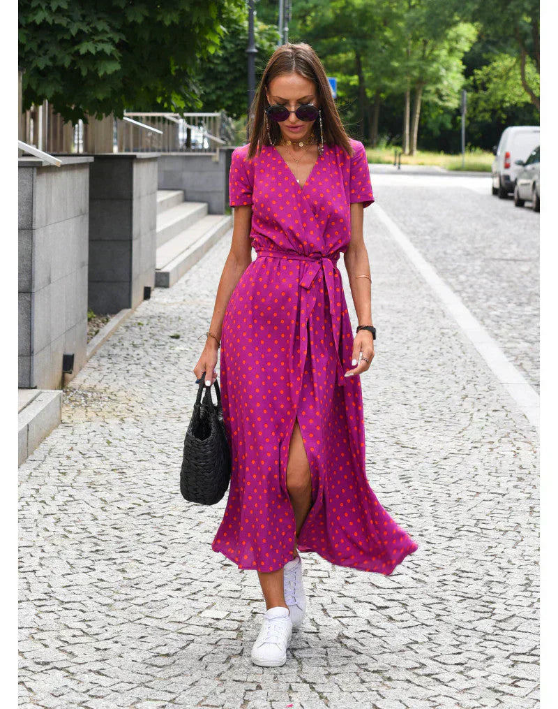 Avery | Flattering V-Neck Flow Midi Dress