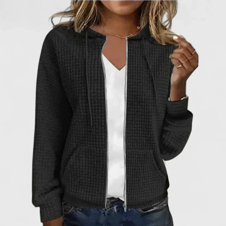 Anna | Elegant Textured Zip Cardigan