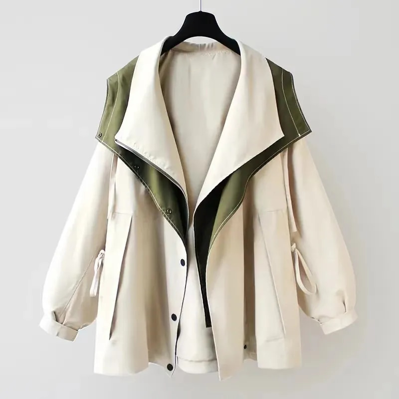 Mira | Oversized Double-Collar Drawstring Jacket