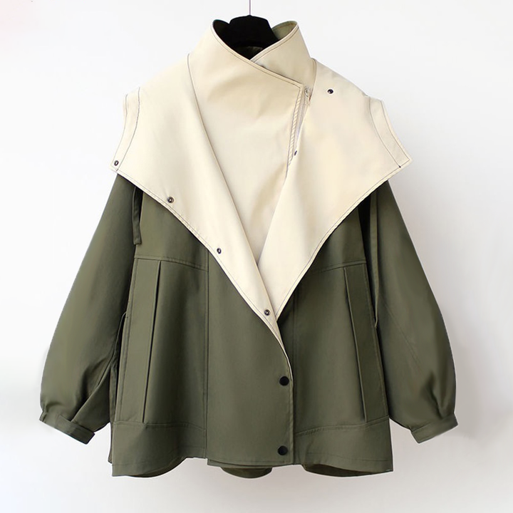 Mira | Oversized Double-Collar Drawstring Jacket