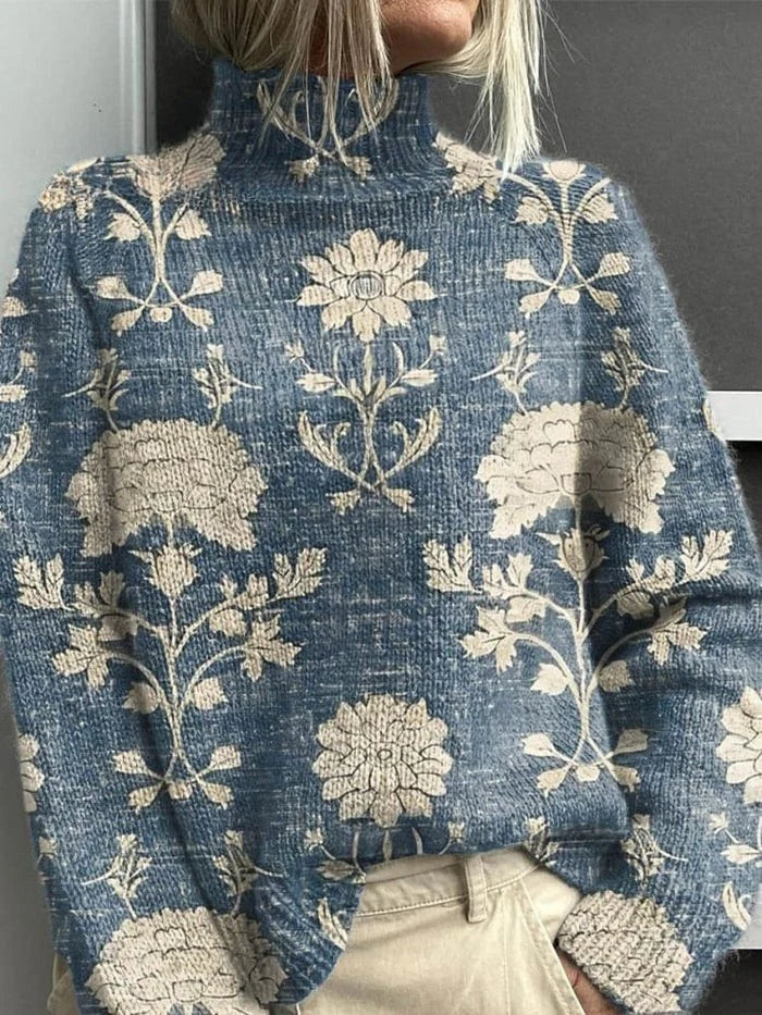 Harlow | Artistic Pattern High-Neck Sweater