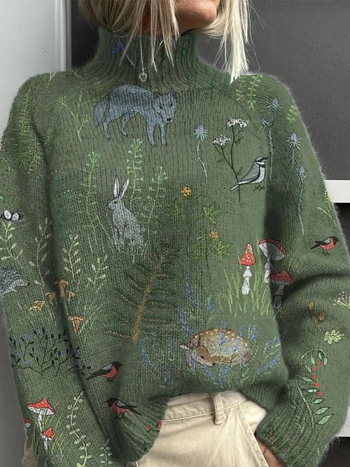 Harlow | Artistic Pattern High-Neck Sweater