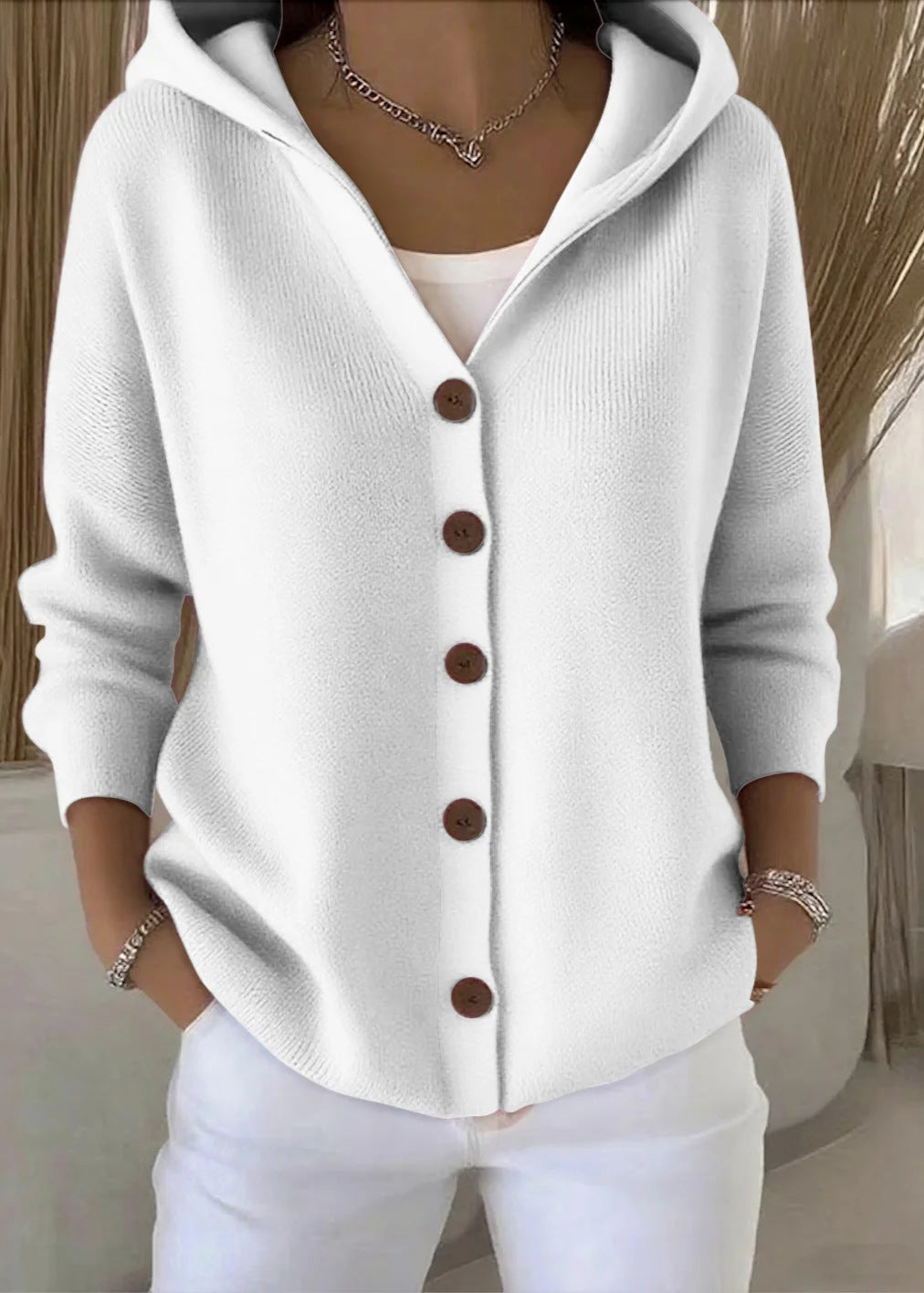 Jessica | Cozy Button-Up Hooded Cardigan