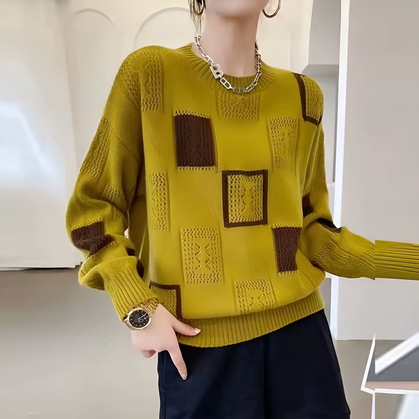 Avery | Geometric Patch Knit Jumper