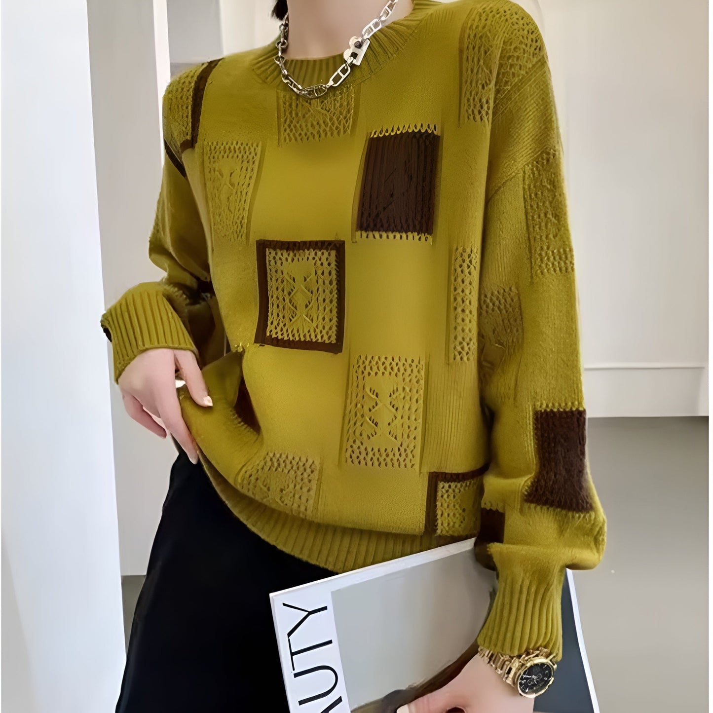 Avery | Geometric Patch Knit Jumper