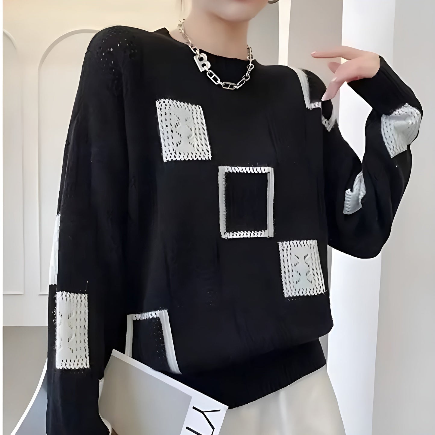 Avery | Geometric Patch Knit Jumper