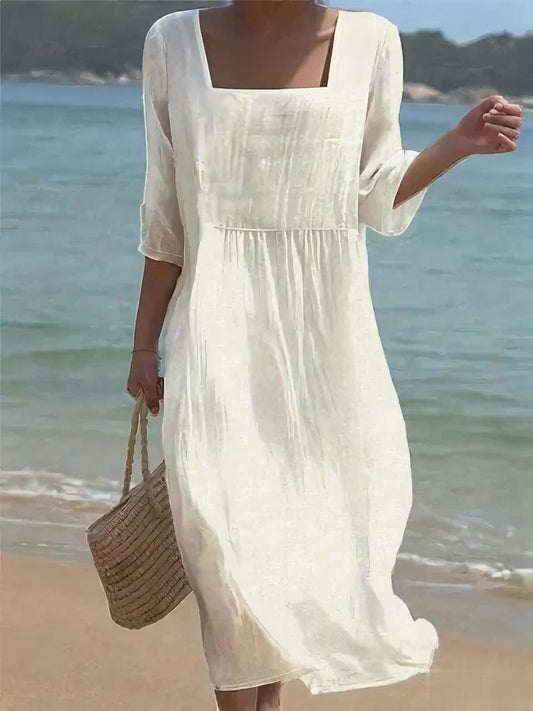 Marina | Effortless Square-Neck Midi Dress