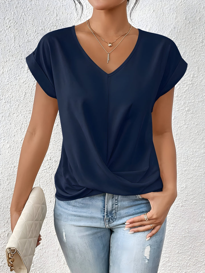 Kathrina | Elegant Twist-Front V-Neck Top