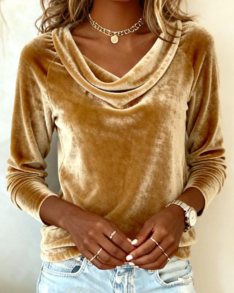 Vivian | Soft Elegant Drape-Neck Long-Sleeve Sweater